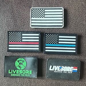 LIVESORE American Flag Patches Set - Black, Gray, Blue, Red